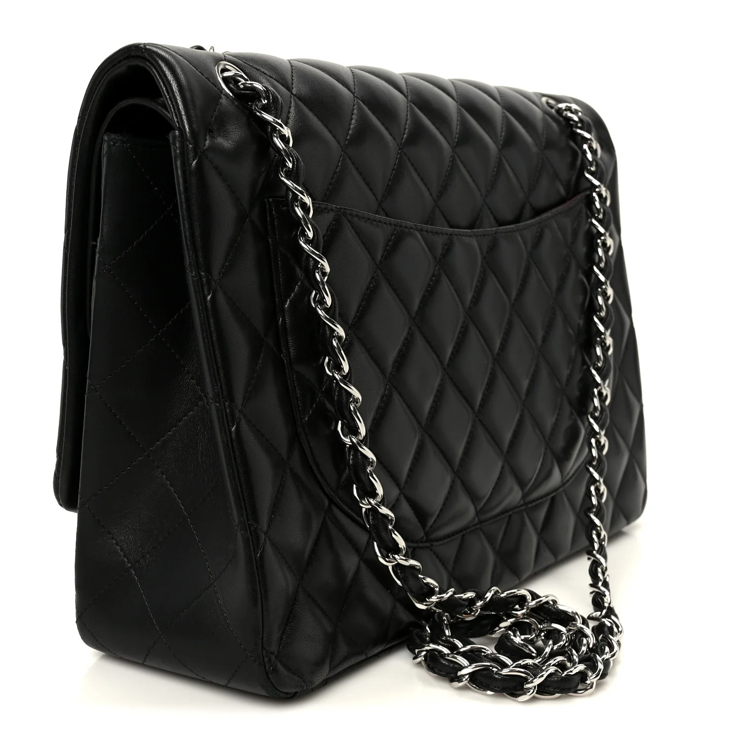 Lambskin Quilted Maxi Double Flap Black - Image 3