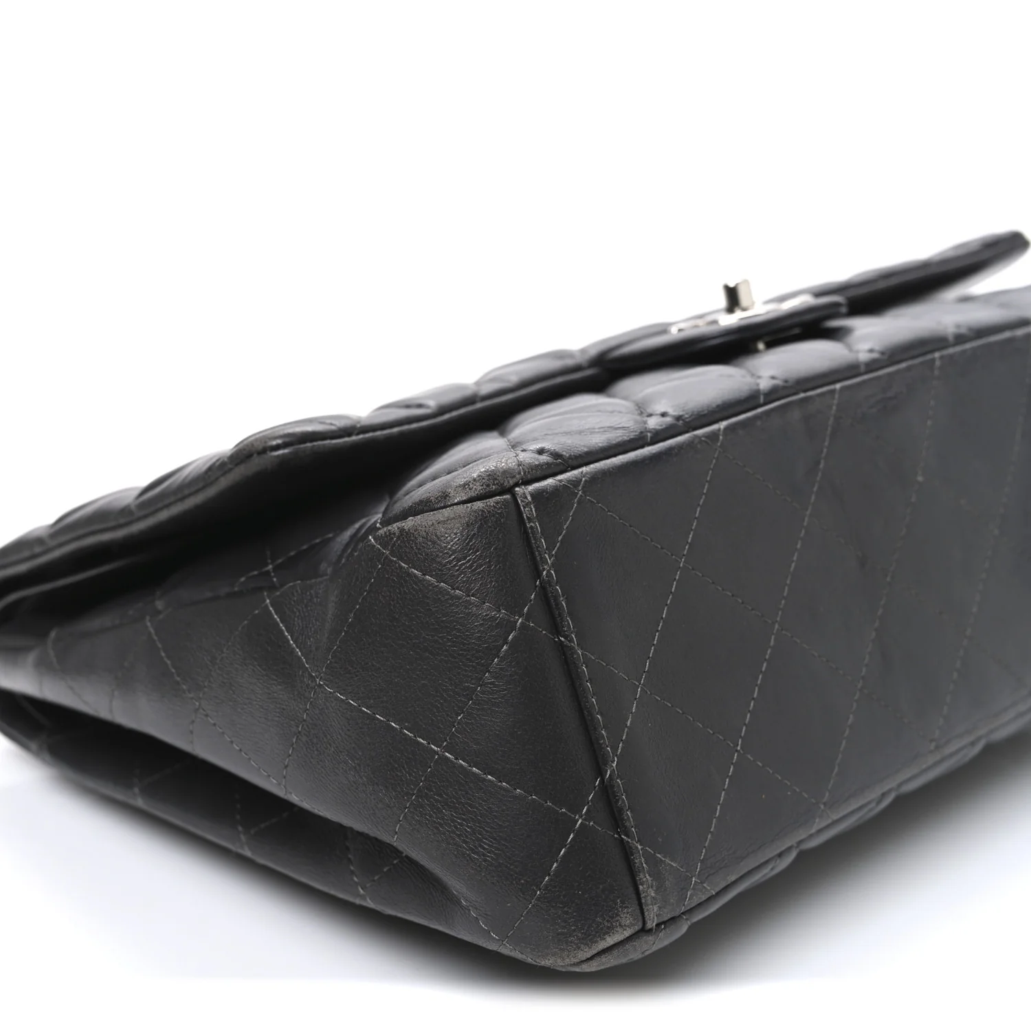 Lambskin Quilted Maxi Double Flap Dark Grey - Image 9