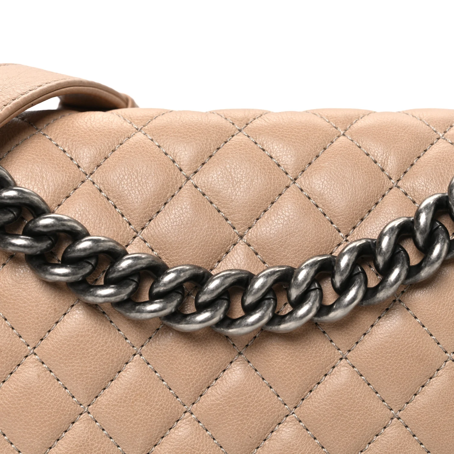 Lambskin Quilted Medium Boy Flap Beige - Image 8