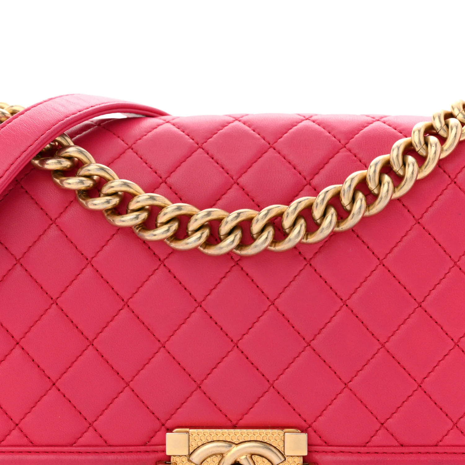 Lambskin Quilted Medium Boy Flap Fuchsia - Image 8