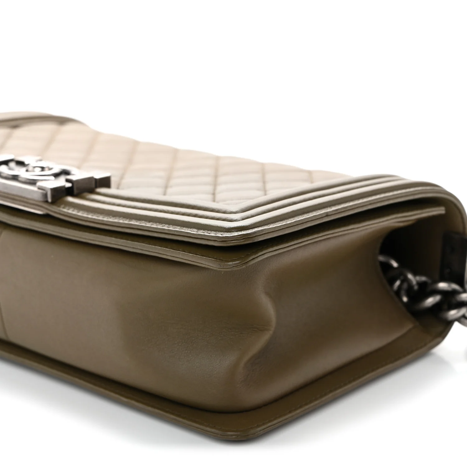 Lambskin Quilted Medium Boy Flap Khaki - Image 10