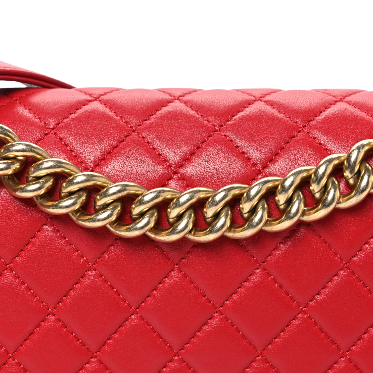 Lambskin Quilted Medium Boy Flap Red - Image 8
