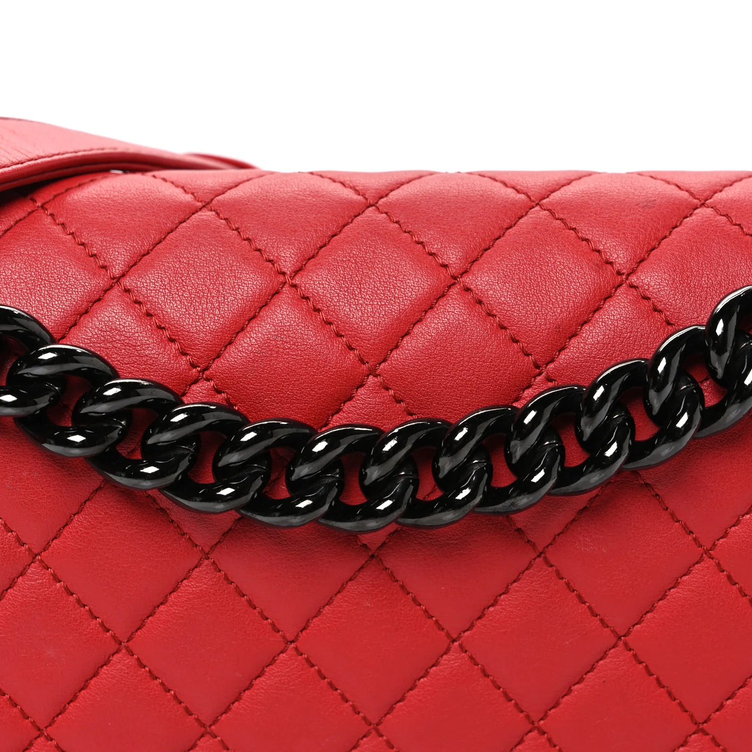 Lambskin Quilted Medium Boy Flap Red - Image 8