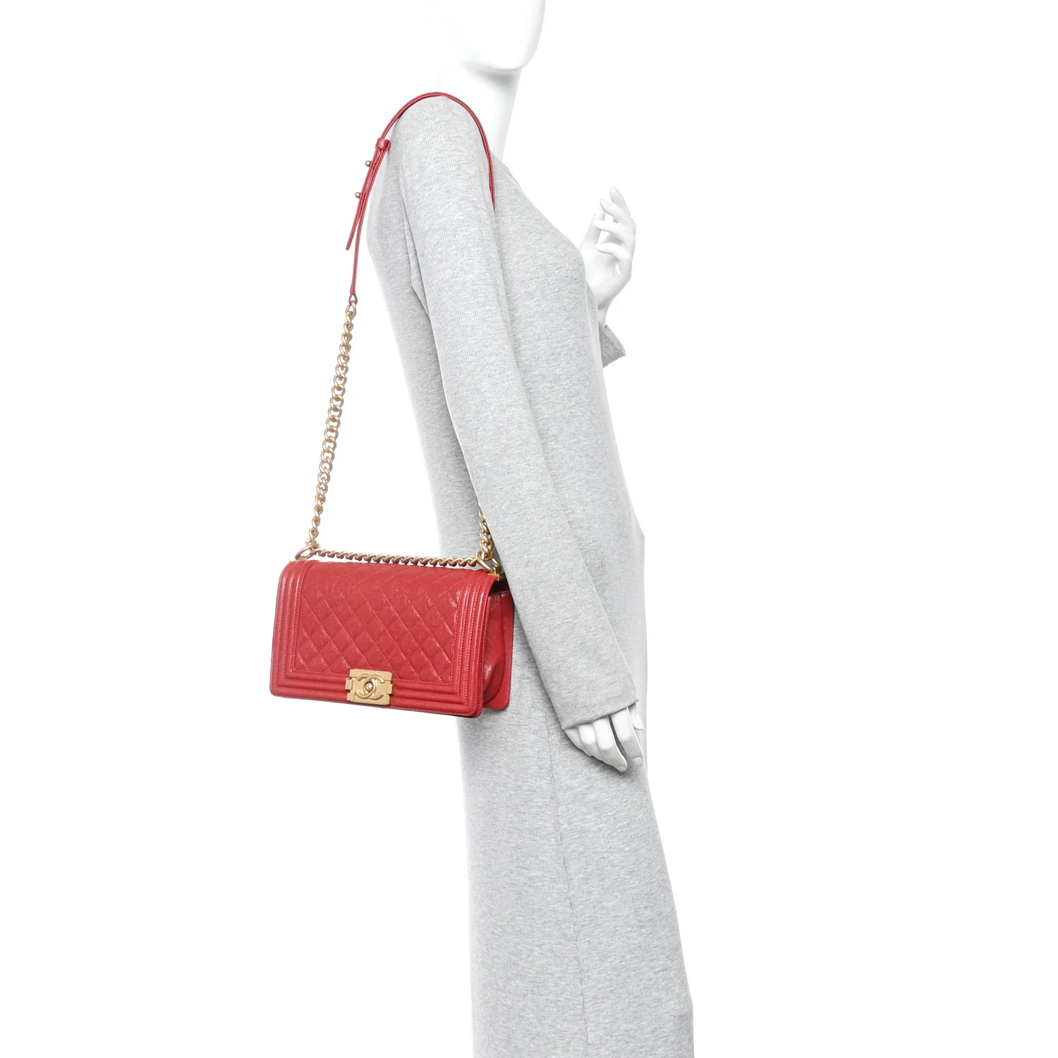 Lambskin Quilted Medium Boy Flap Red - Image 2