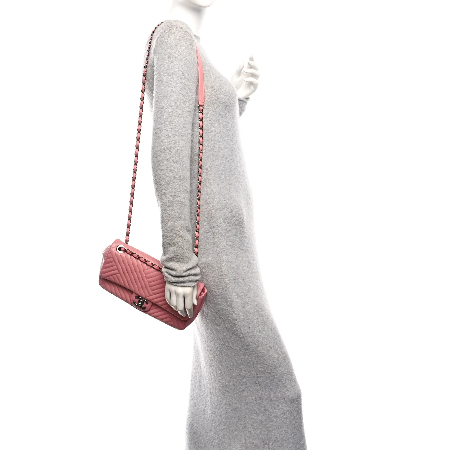 Lambskin Quilted Medium CC Crossing Flap Pink - Image 2