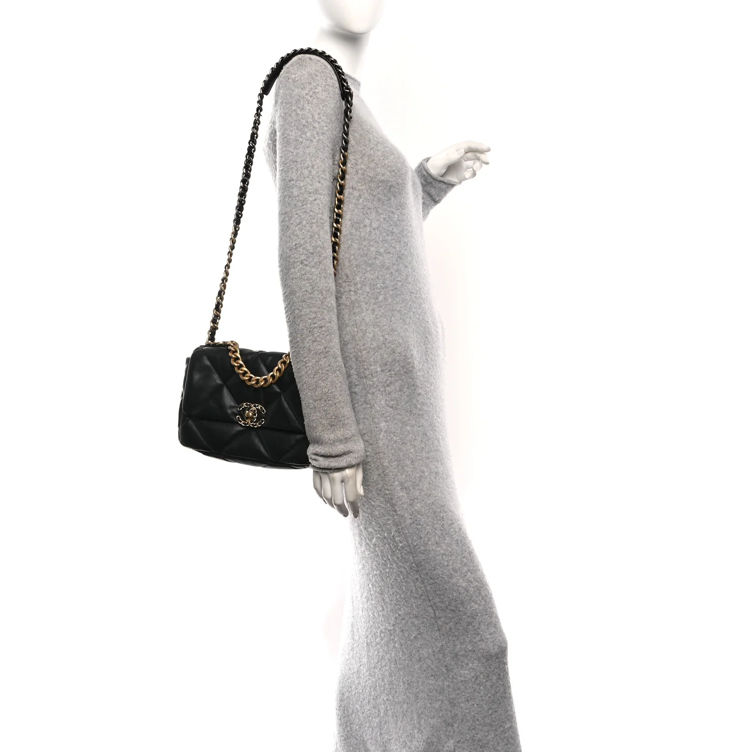 Lambskin Quilted Medium Chanel 19 Flap Black - Image 2