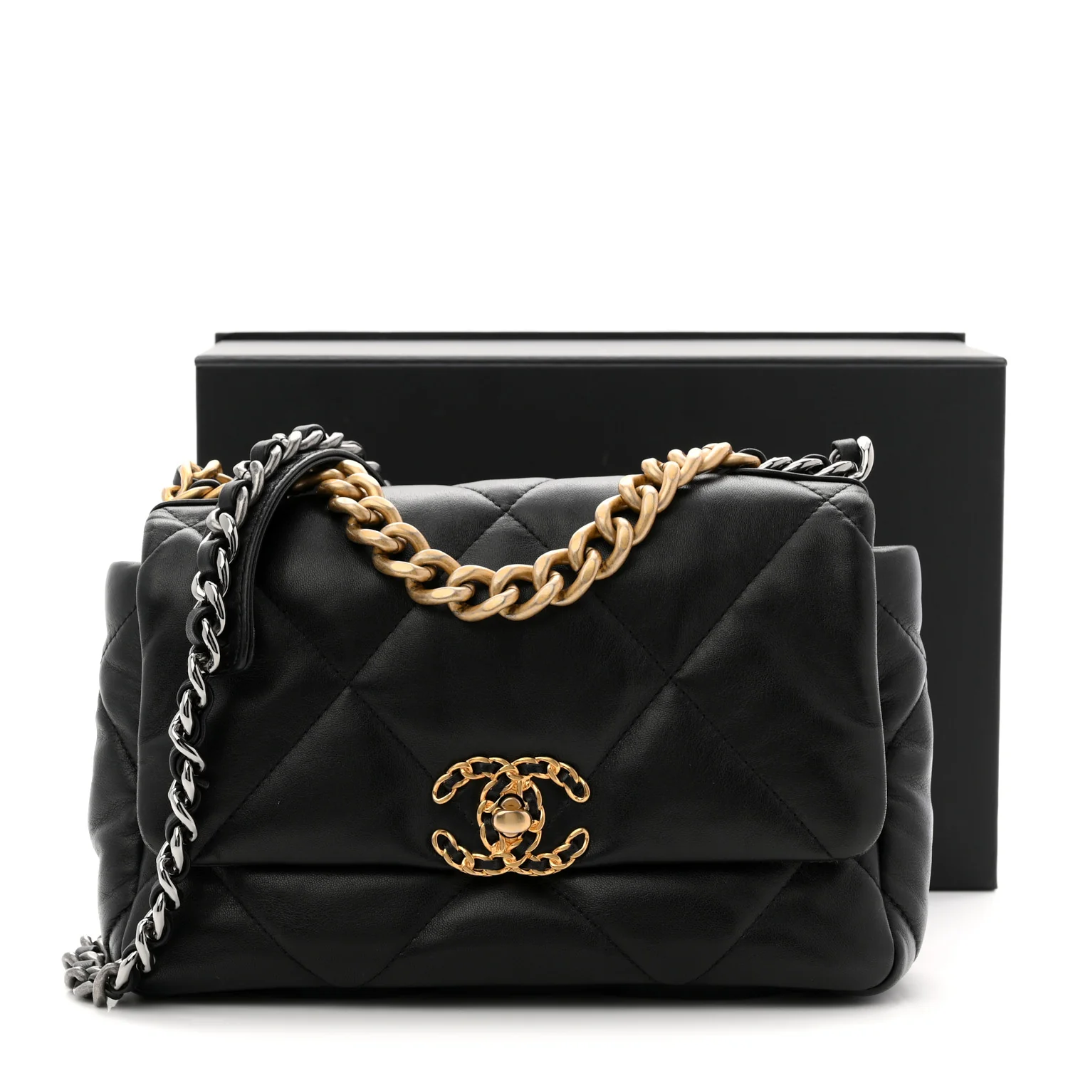 Lambskin Quilted Medium Chanel 19 Flap Black - Image 11