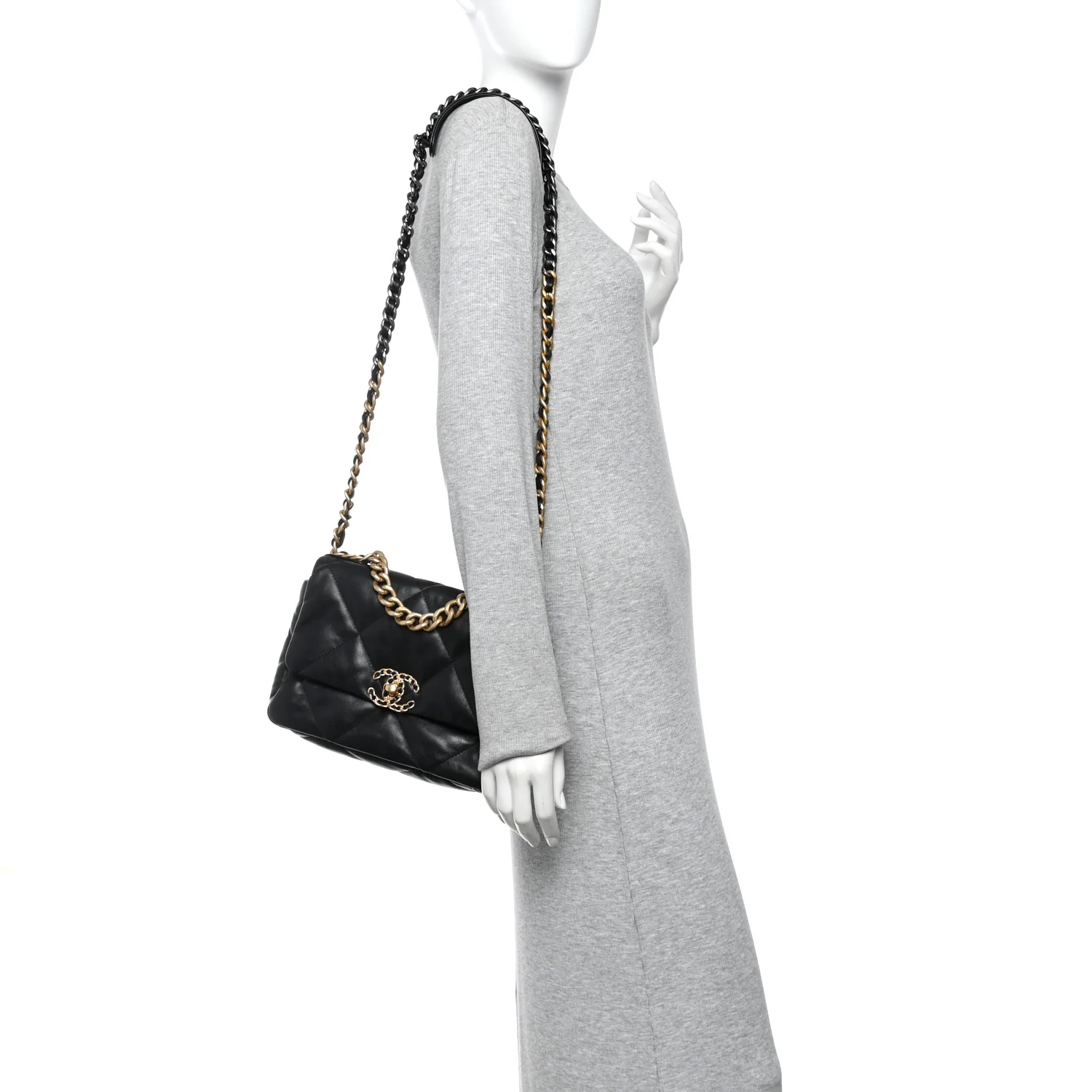 Lambskin Quilted Medium Chanel 19 Flap Black - Image 2