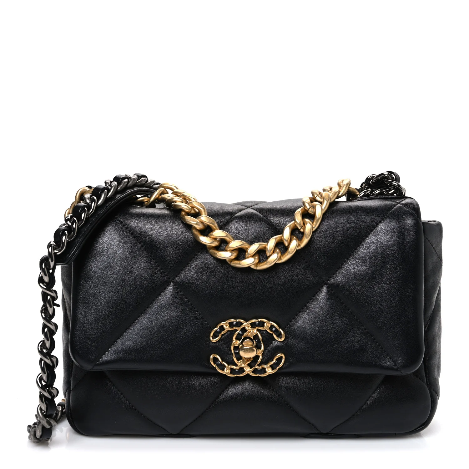 Lambskin Quilted Medium Chanel 19 Flap Black