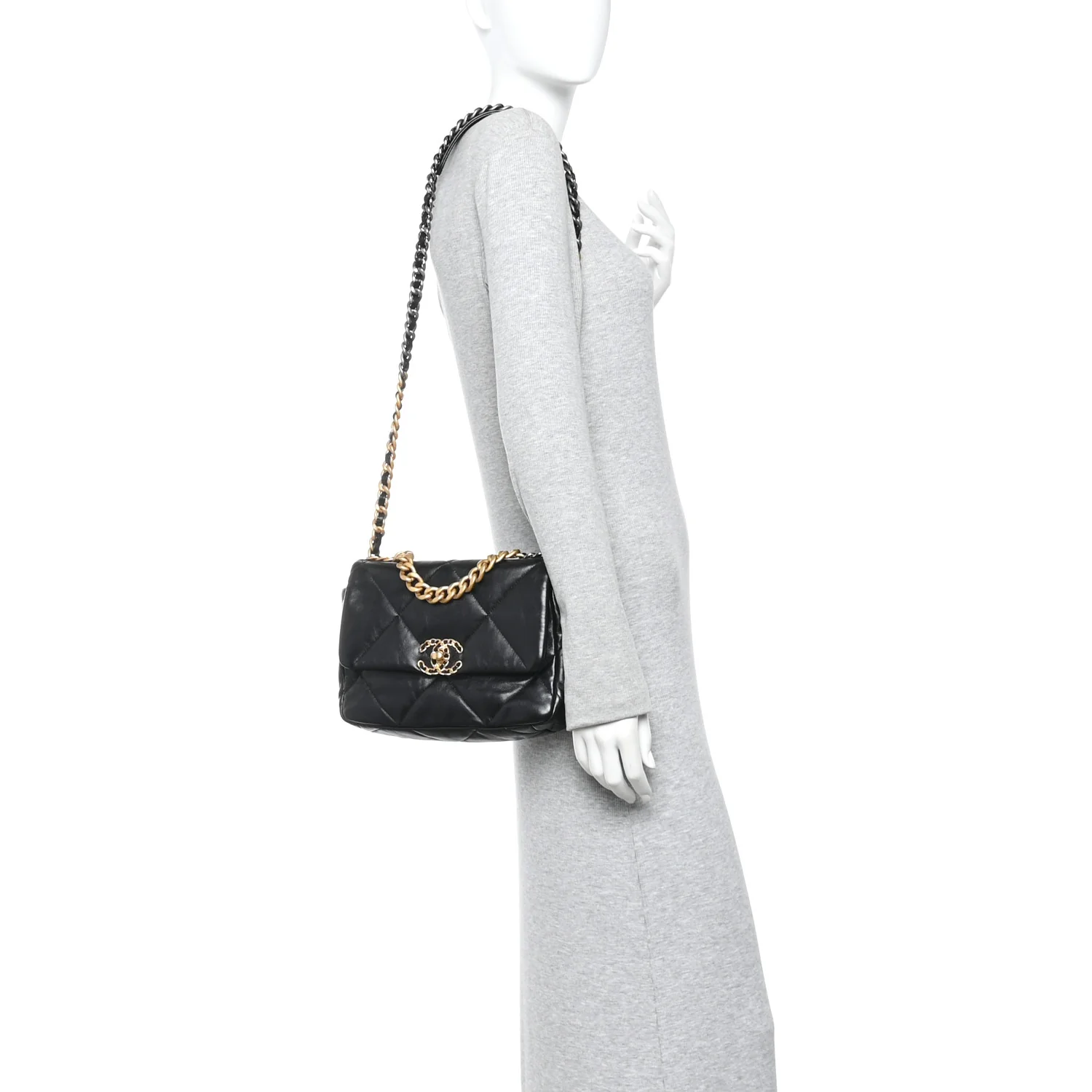 Lambskin Quilted Medium Chanel 19 Flap Black - Image 2
