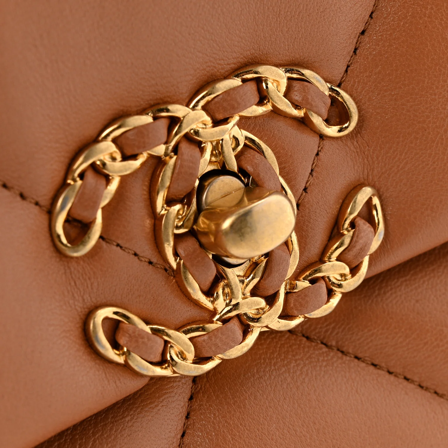 Lambskin Quilted Medium Chanel 19 Flap Brown - Image 11