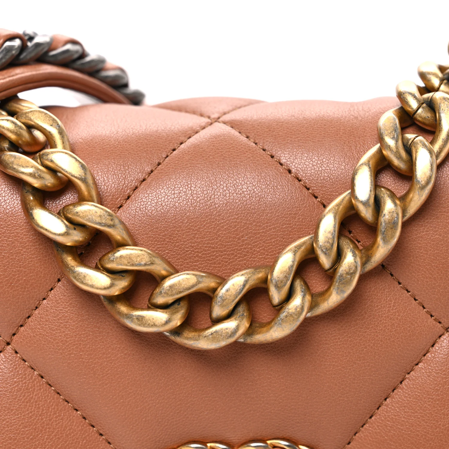 Lambskin Quilted Medium Chanel 19 Flap Brown - Image 8