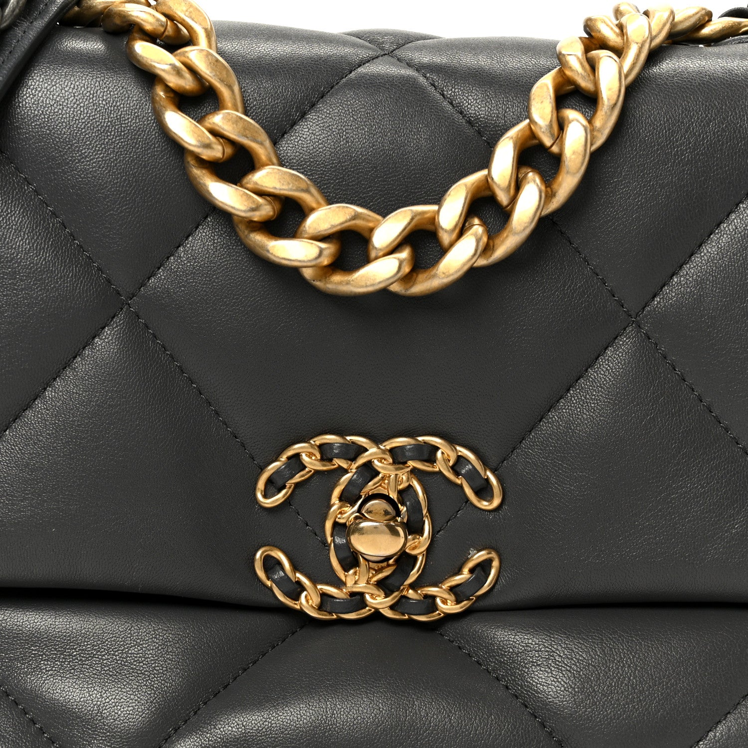 Lambskin Quilted Medium Chanel 19 Flap Dark Grey - Image 8