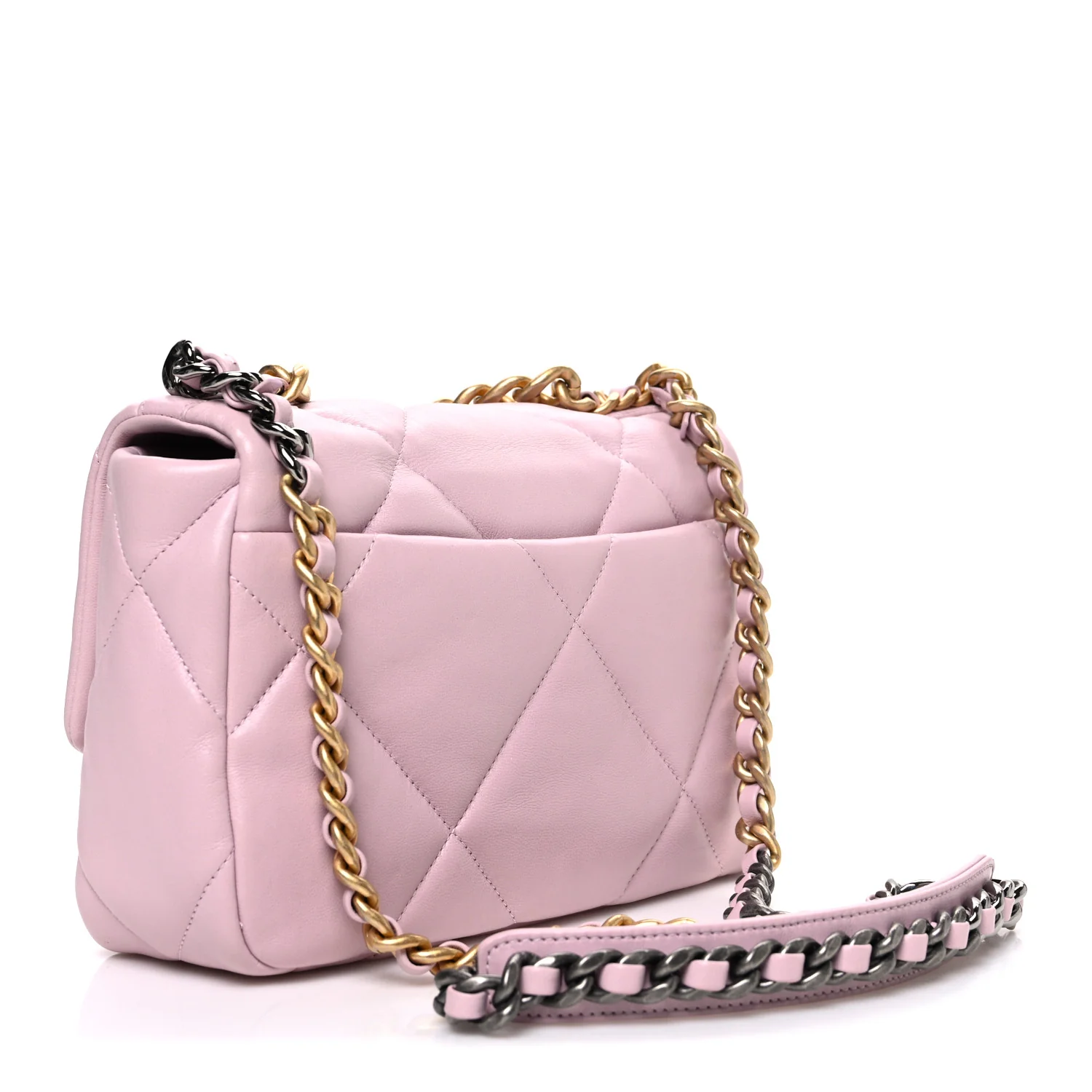 Lambskin Quilted Medium Chanel 19 Flap Light Pink - Image 3