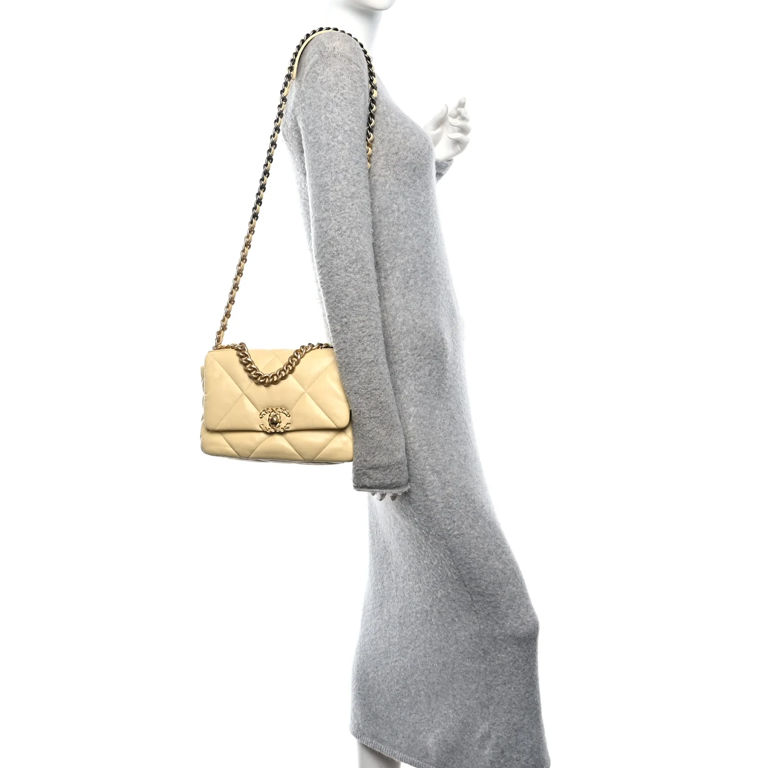 Lambskin Quilted Medium Chanel 19 Flap Yellow - Image 2
