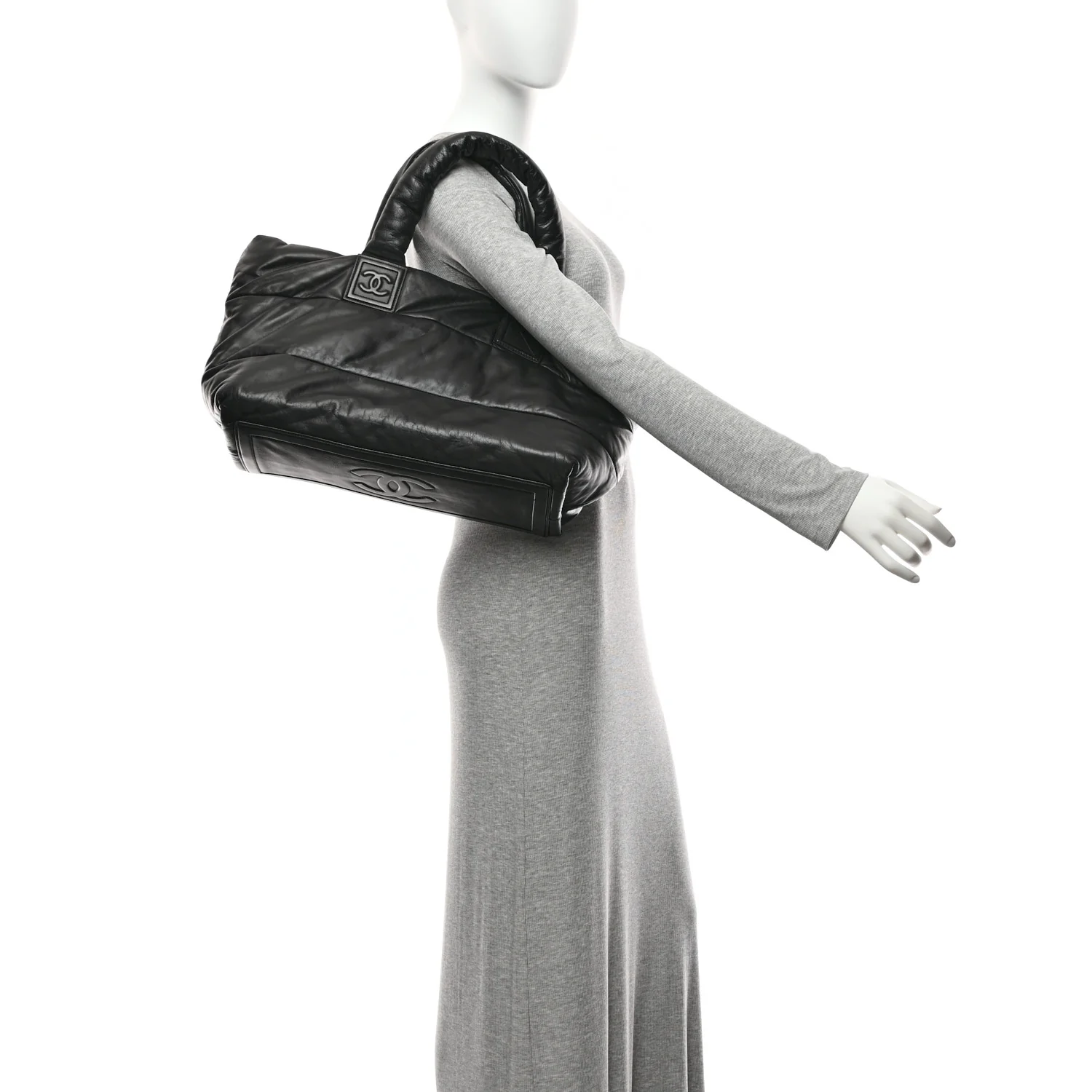 Lambskin Quilted Medium Coco Cocoon Reversible Tote Black - Image 2
