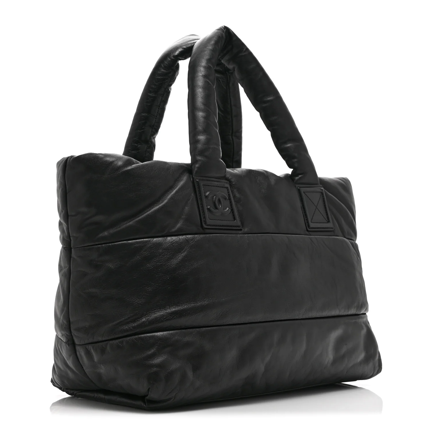 Lambskin Quilted Medium Coco Cocoon Reversible Tote Black - Image 3