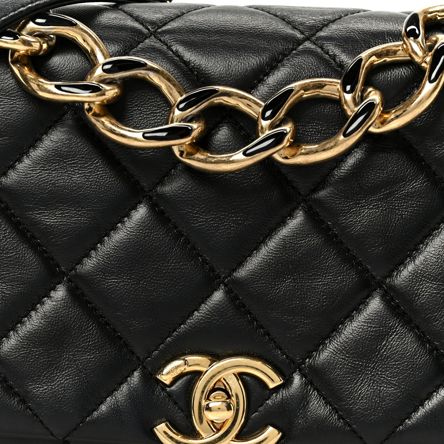 Lambskin Quilted Medium Color Match Flap Black - Image 10