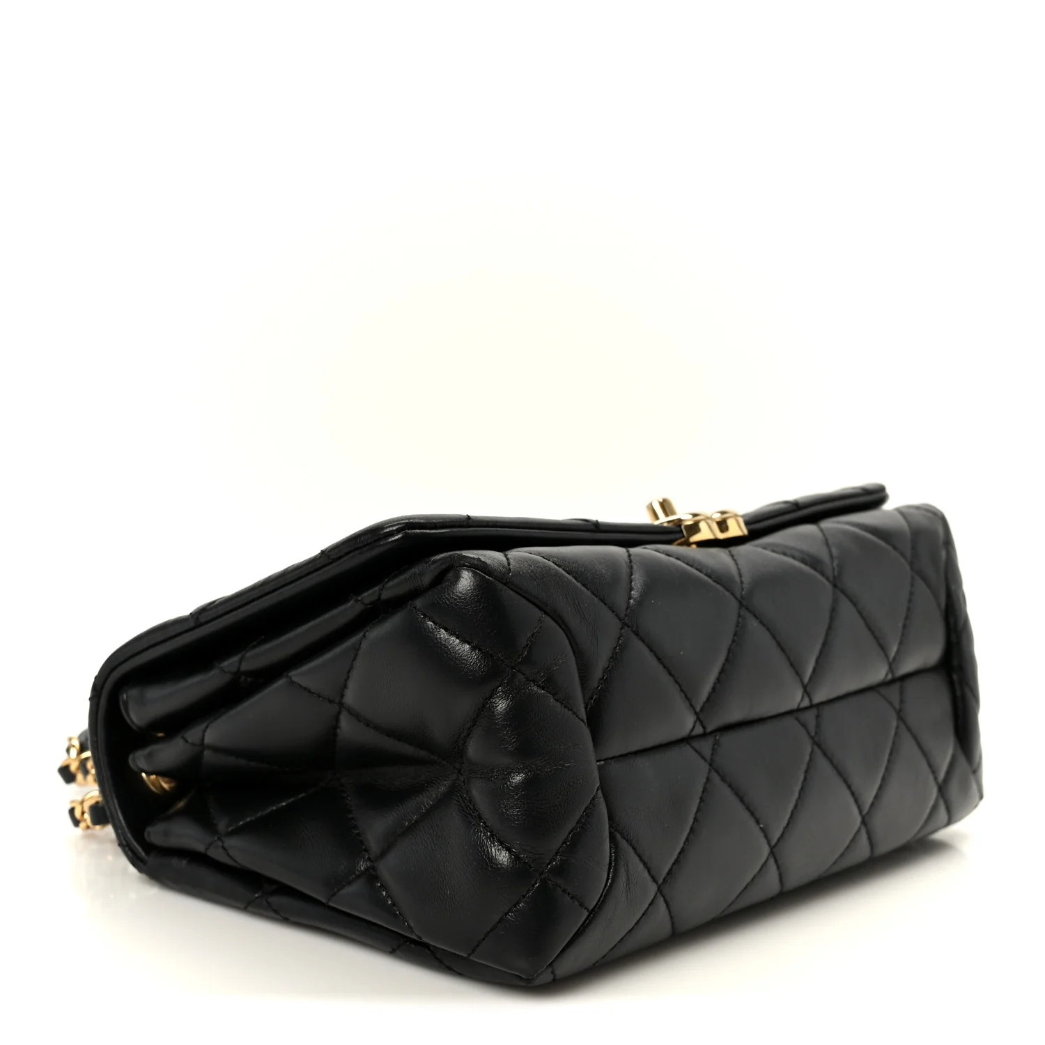 Lambskin Quilted Medium Color Match Flap Black - Image 4