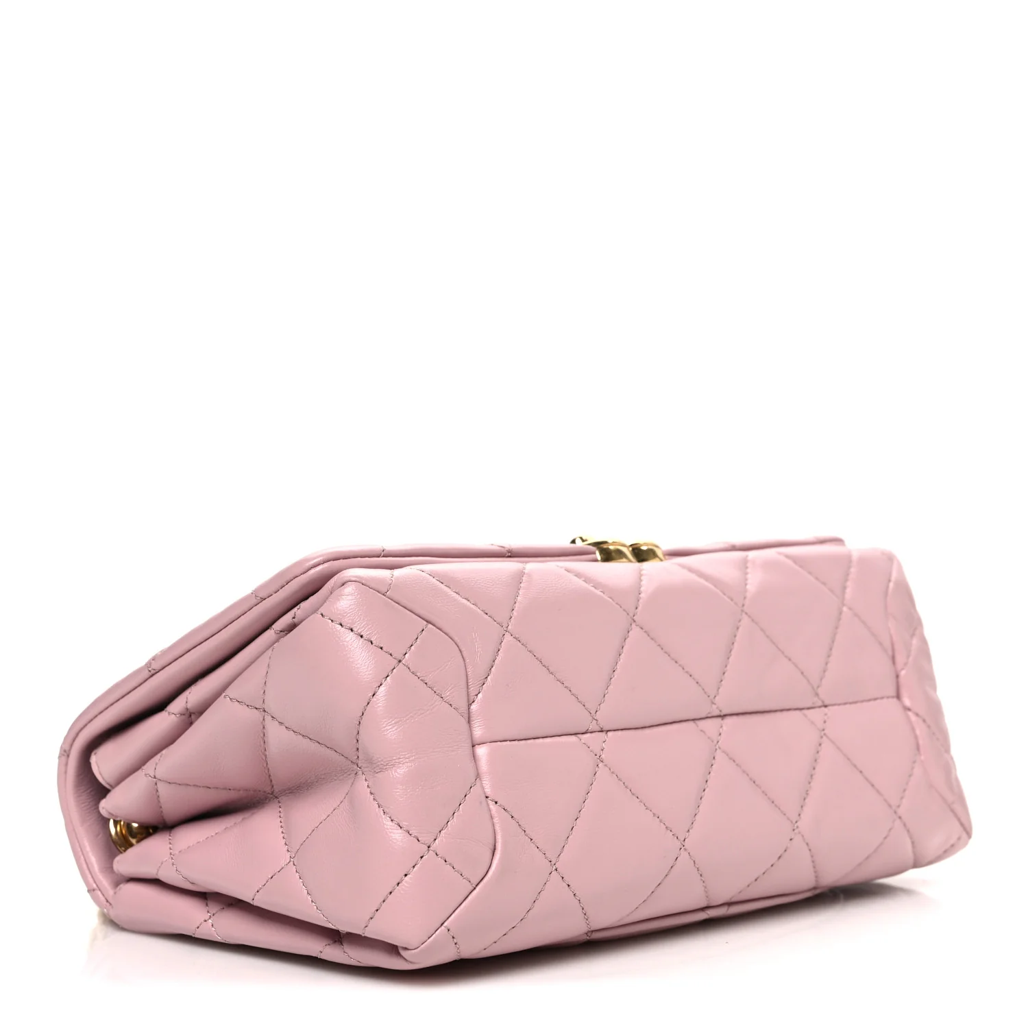 Lambskin Quilted Medium Color Match Flap Light Pink - Image 4