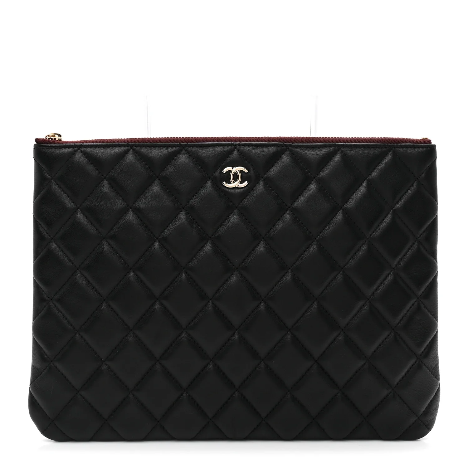 Lambskin Quilted Medium Cosmetic Case Black
