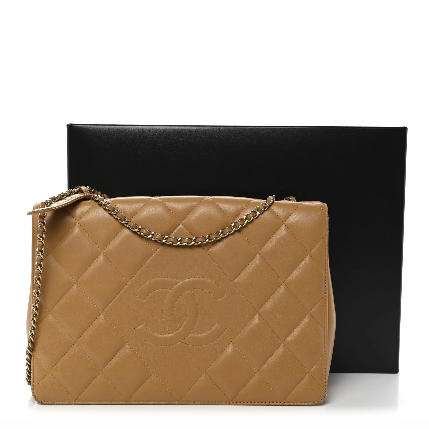 Lambskin Quilted Medium Diamond CC Flap Beige - Image 13