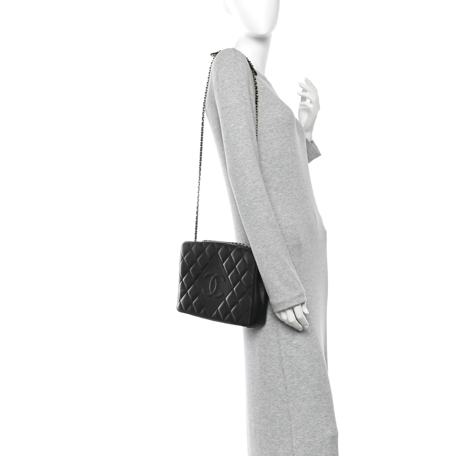 Lambskin Quilted Medium Diamond CC Flap Black - Image 2