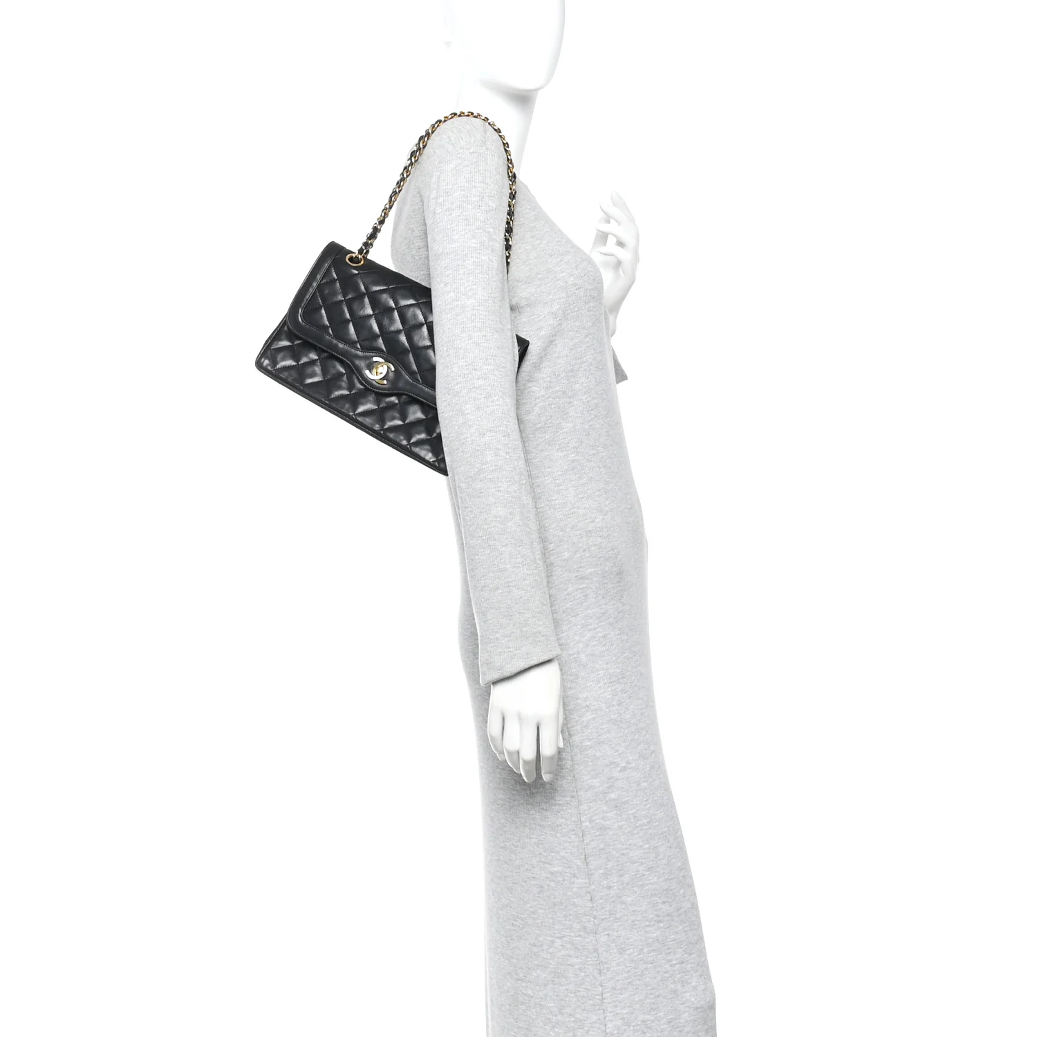 Lambskin Quilted Medium Double Flap Bag Black - Image 2