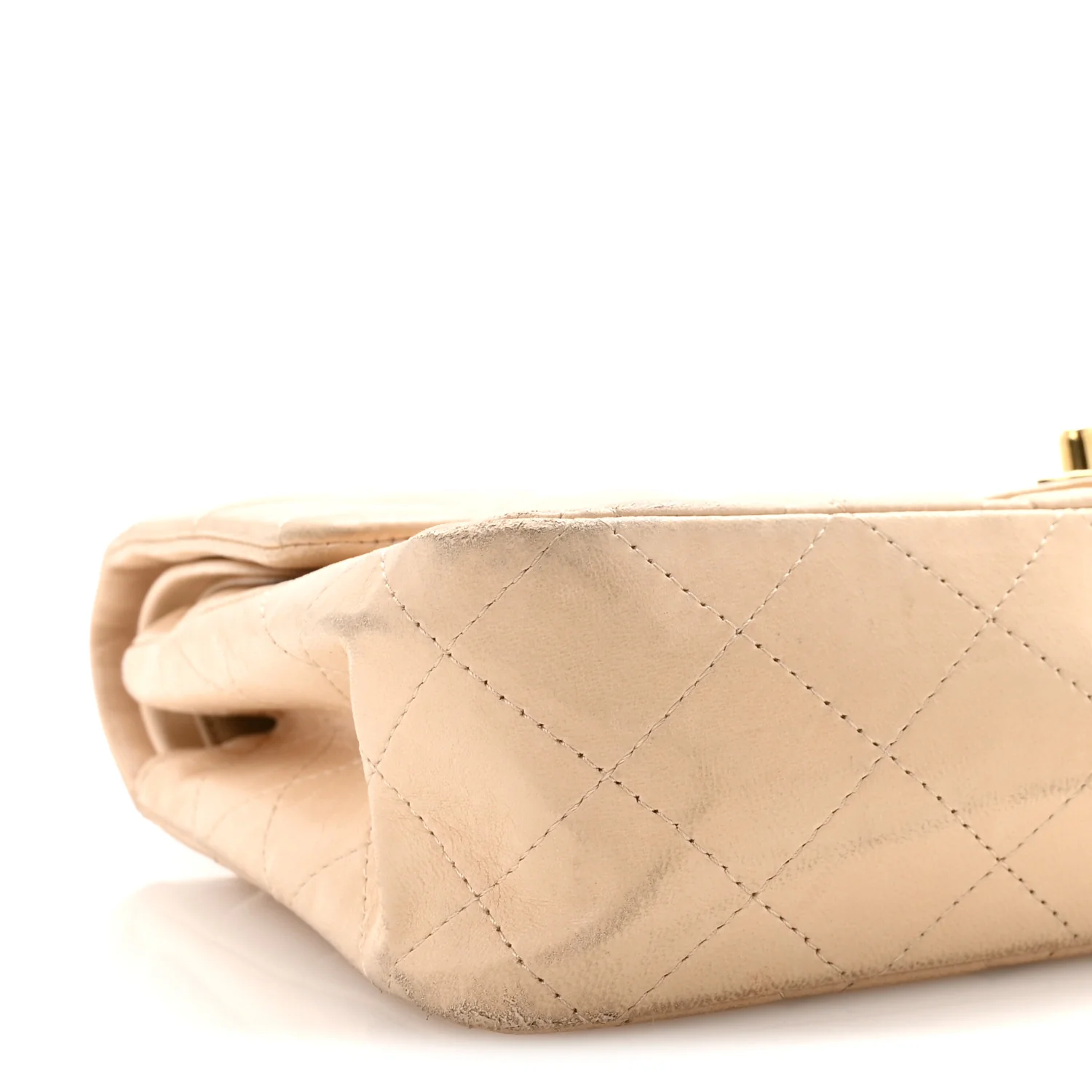 Lambskin Quilted Medium Double Flap Beige - Image 8