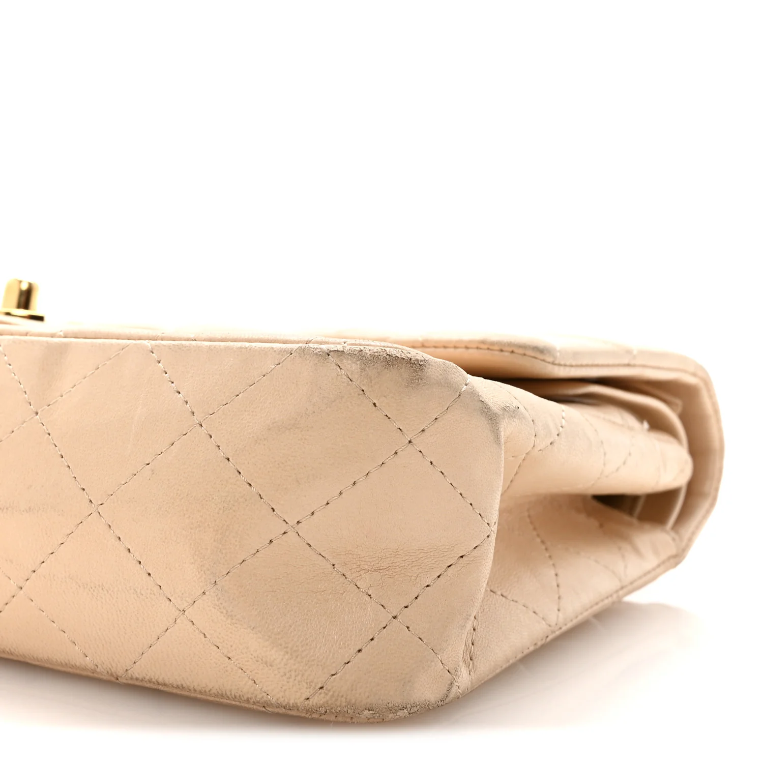Lambskin Quilted Medium Double Flap Beige - Image 9