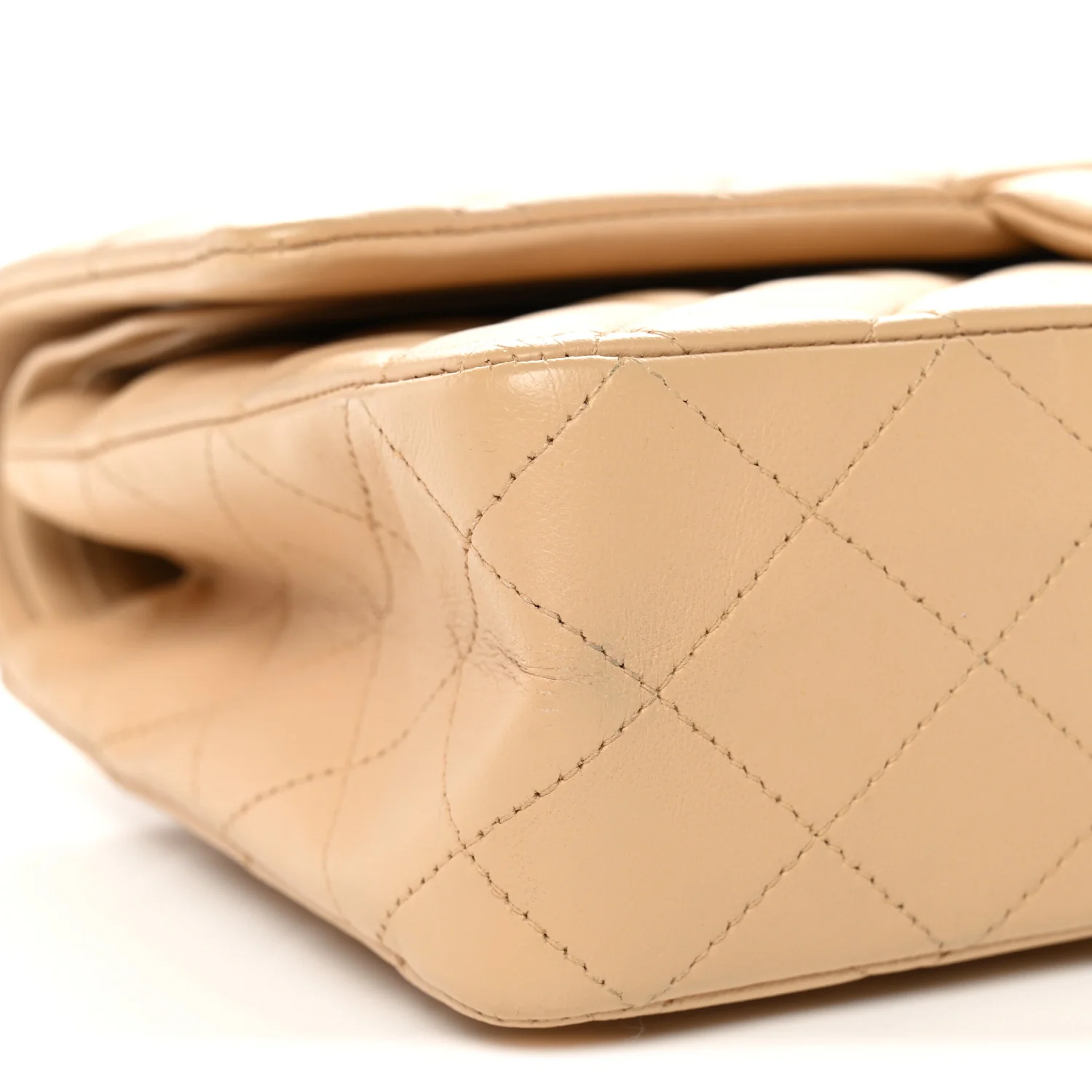 Lambskin Quilted Medium Double Flap Beige - Image 9