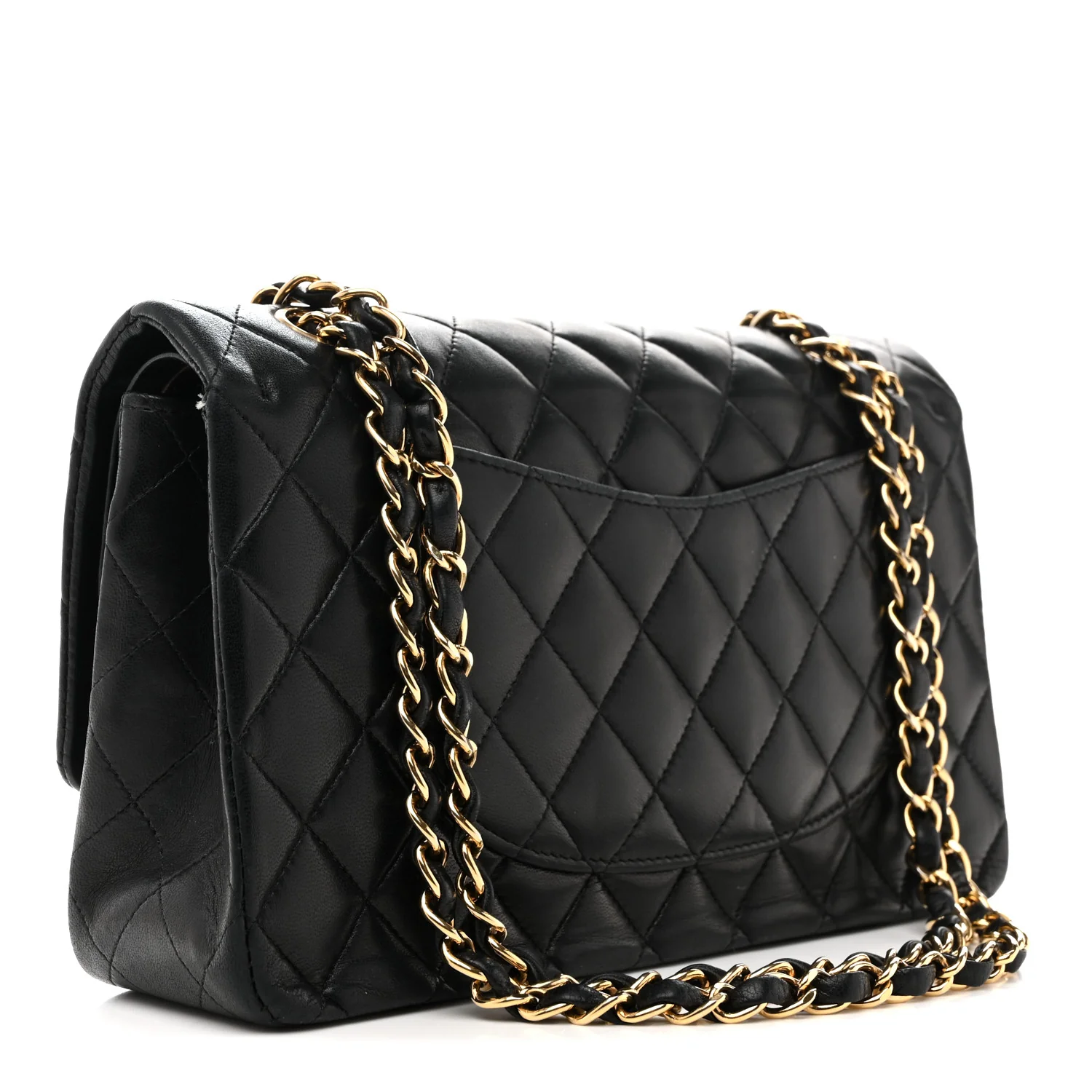 Lambskin Quilted Medium Double Flap Black - Image 3