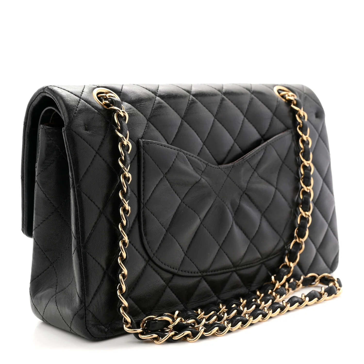 Lambskin Quilted Medium Double Flap Black - Image 3