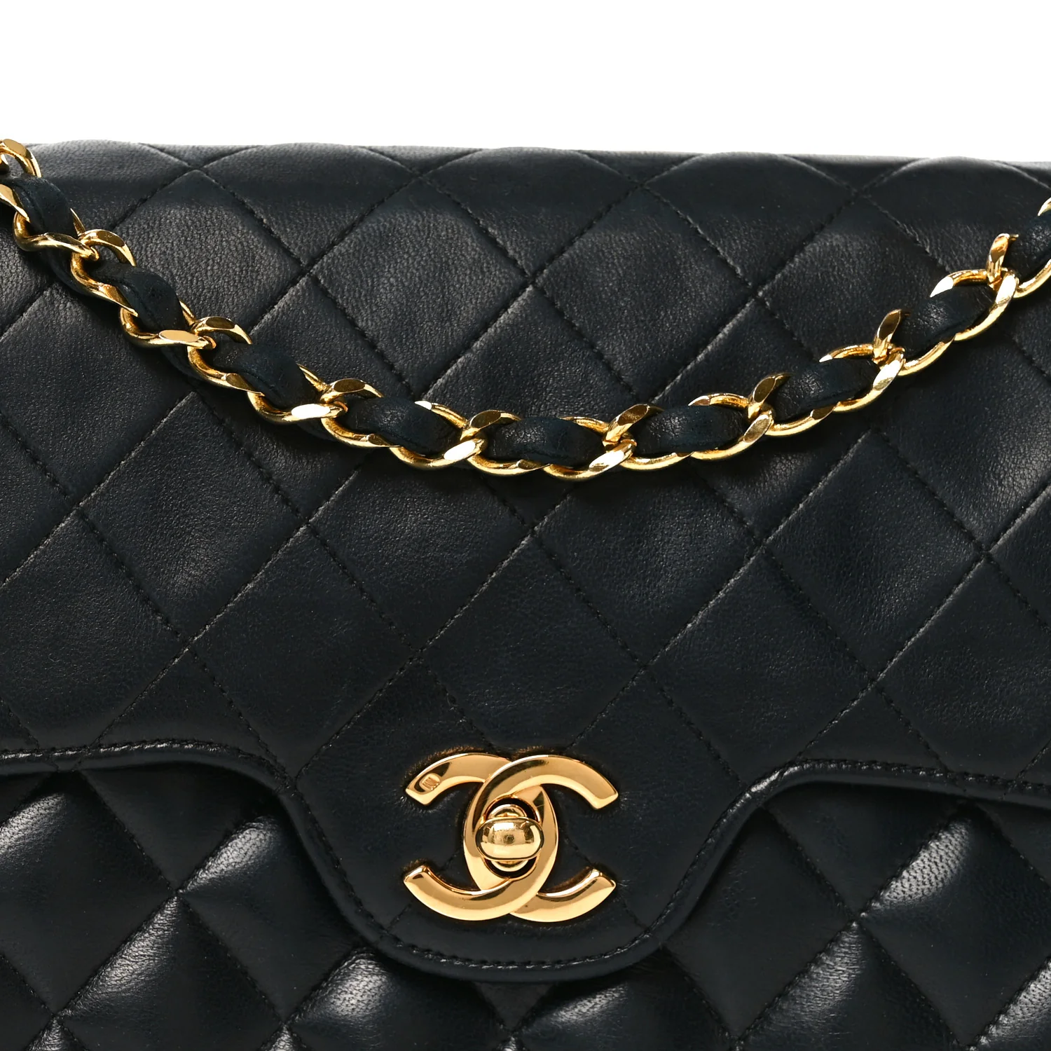 Lambskin Quilted Medium Double Flap Black - Image 8