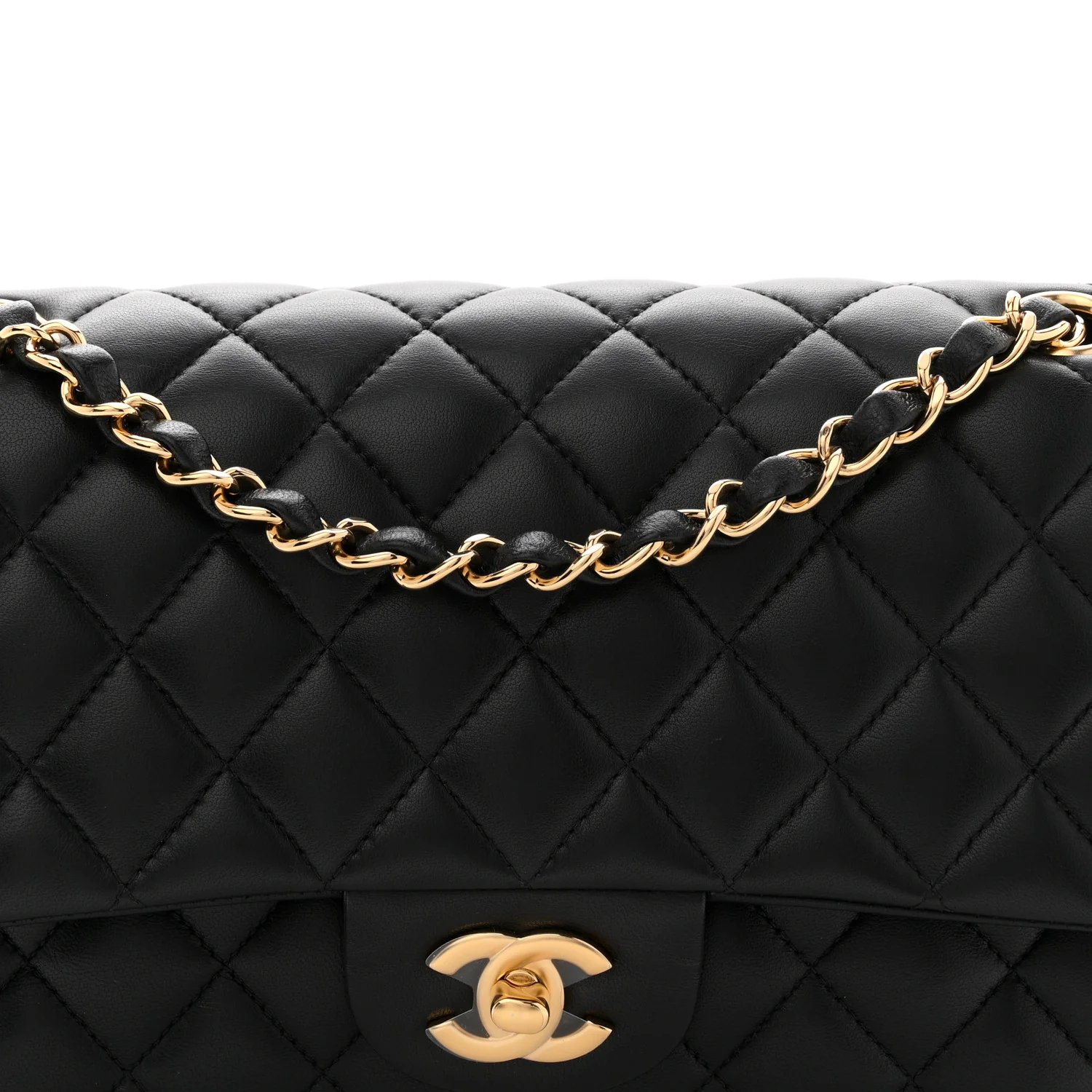 Lambskin Quilted Medium Double Flap Black - Image 8