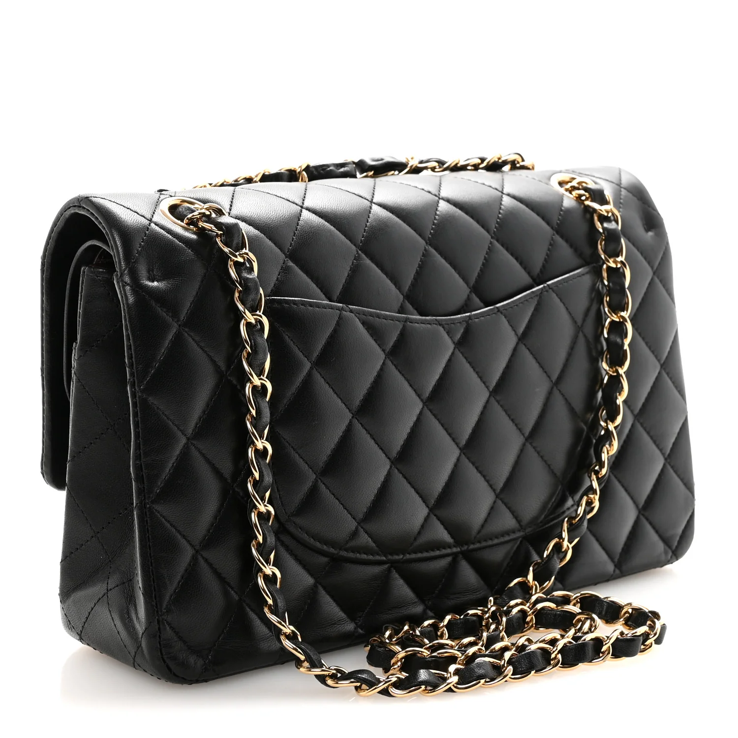 Lambskin Quilted Medium Double Flap Black - Image 3