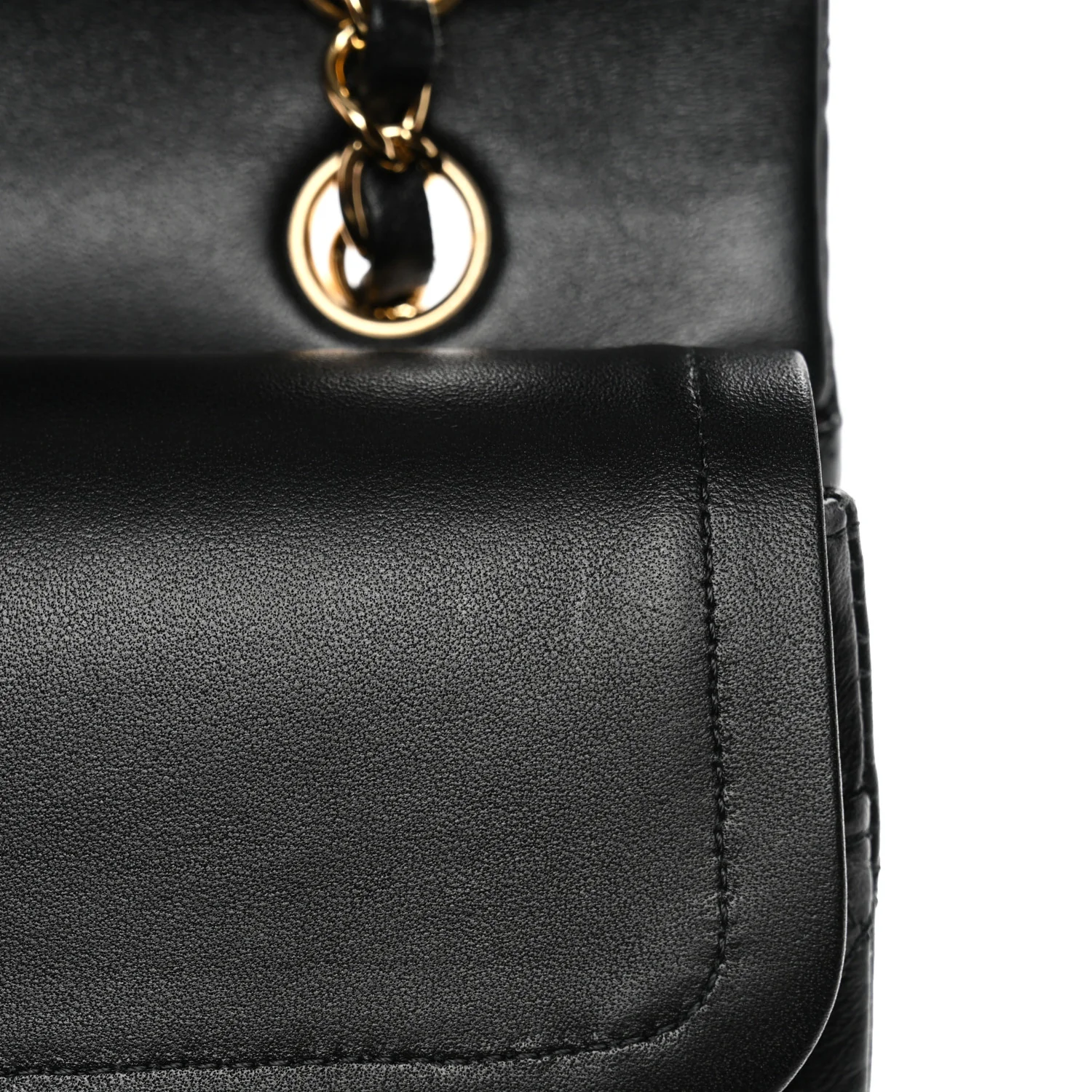 Lambskin Quilted Medium Double Flap Black - Image 12