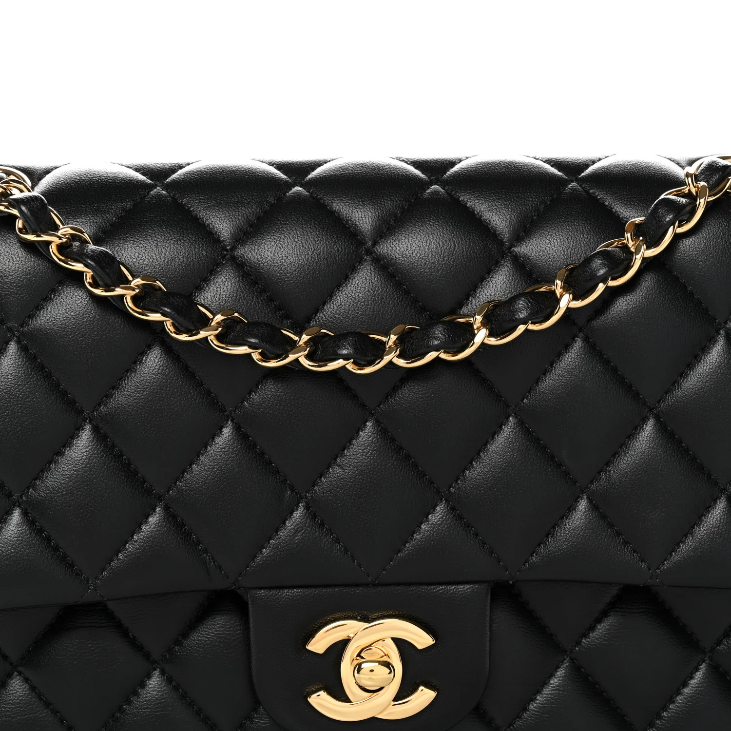 Lambskin Quilted Medium Double Flap Black - Image 8