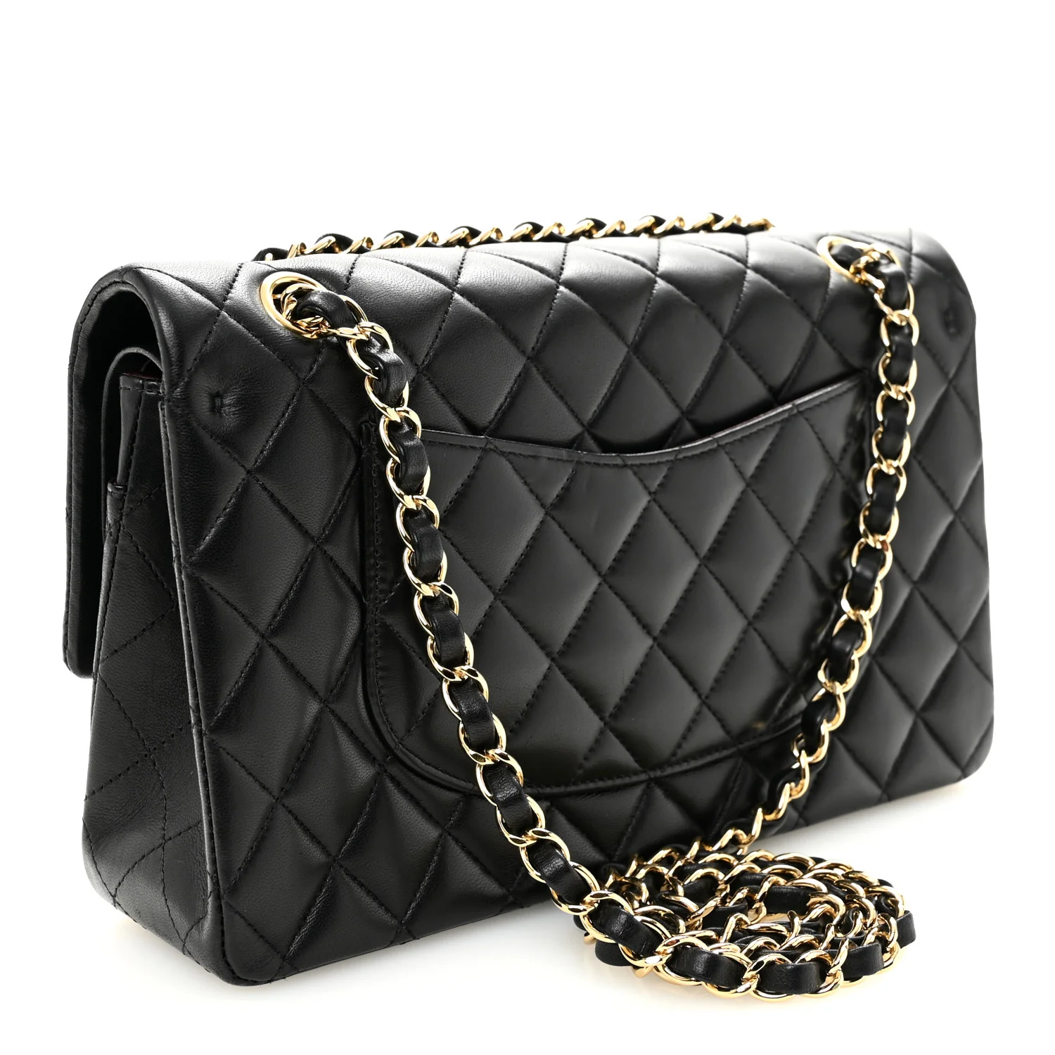 Lambskin Quilted Medium Double Flap Black - Image 3