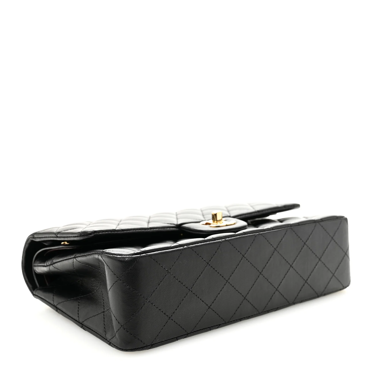 Lambskin Quilted Medium Double Flap Black - Image 4