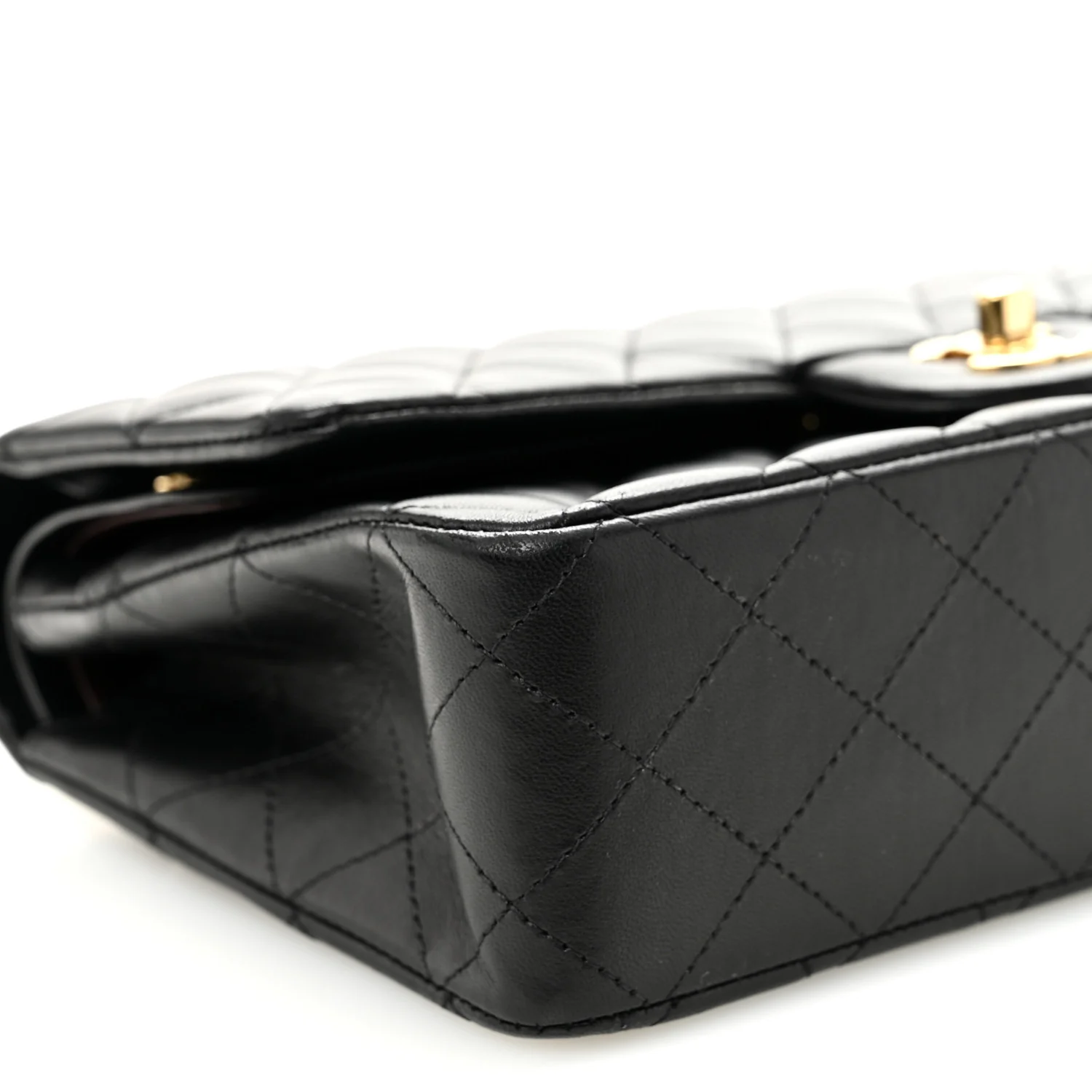 Lambskin Quilted Medium Double Flap Black - Image 9