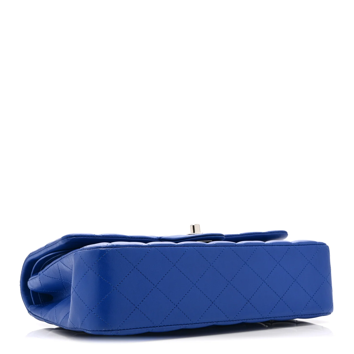 Lambskin Quilted Medium Double Flap Blue - Image 4