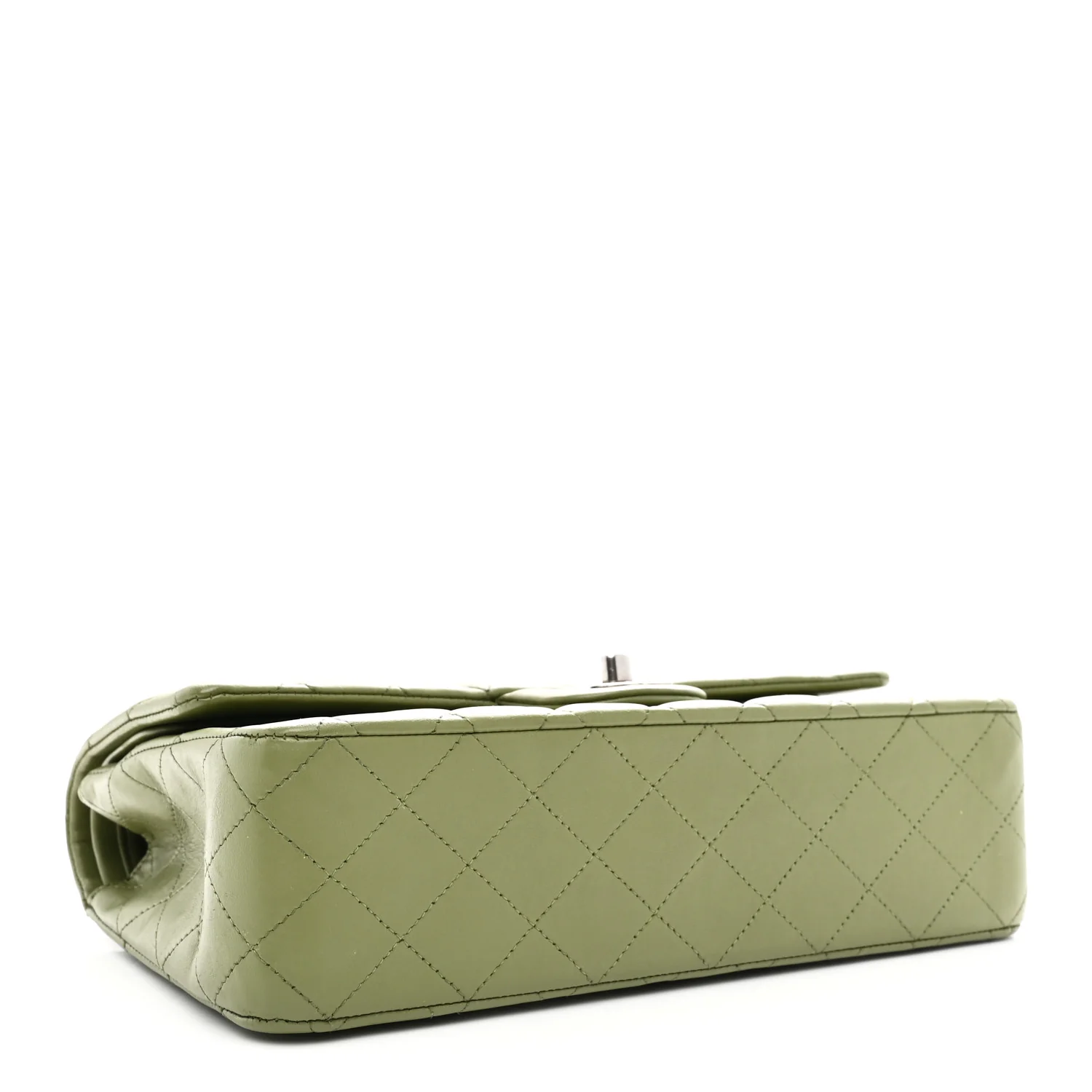 Lambskin Quilted Medium Double Flap Green - Image 4