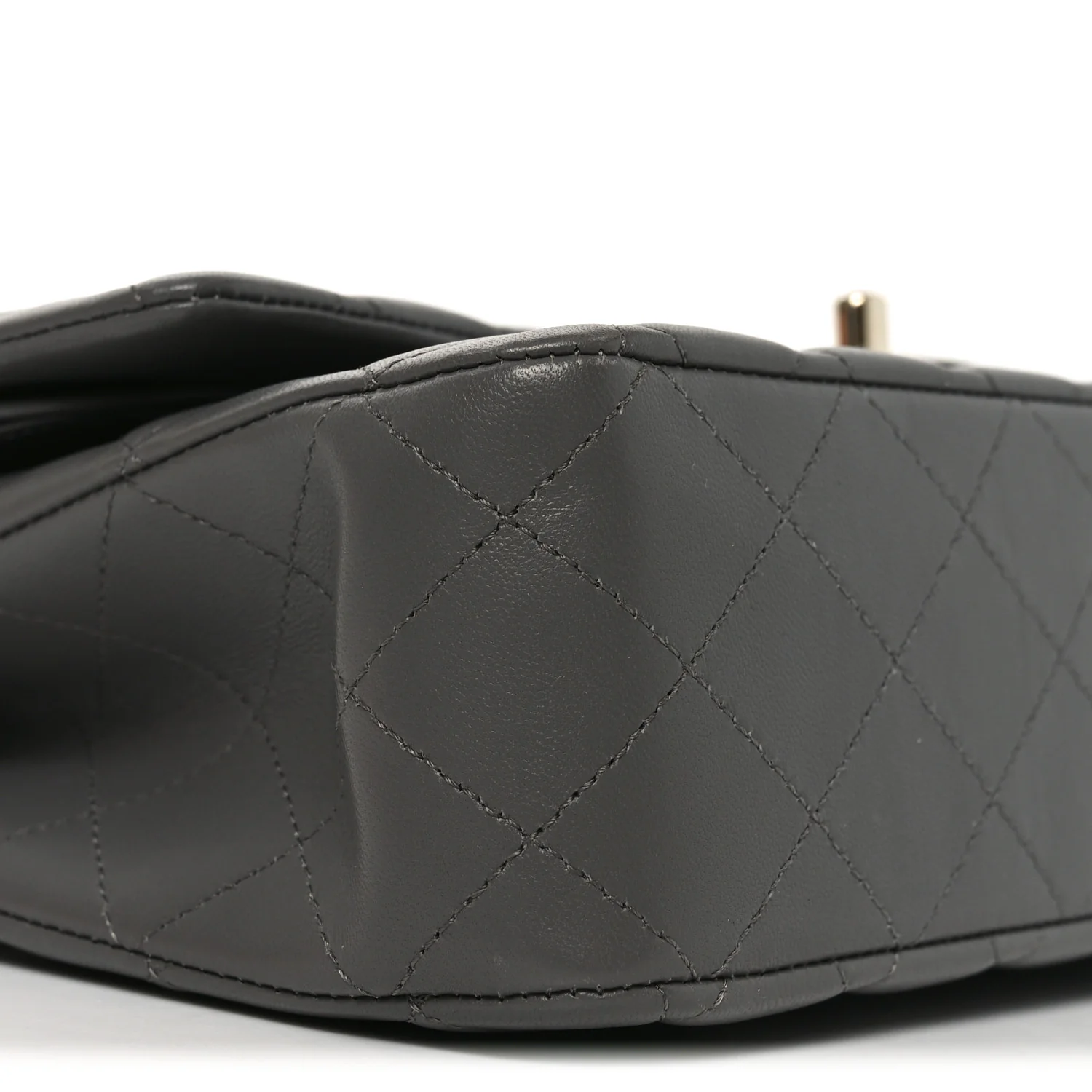 Lambskin Quilted Medium Double Flap Grey - Image 9