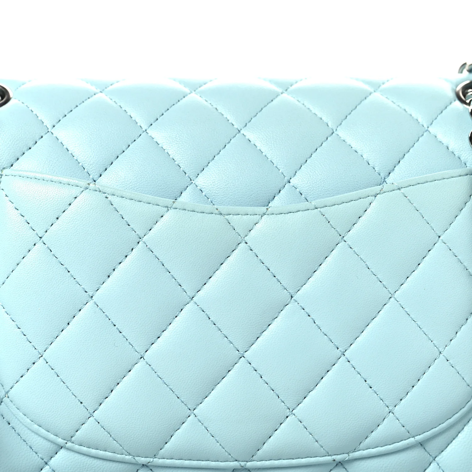Lambskin Quilted Medium Double Flap Light Blue - Image 11