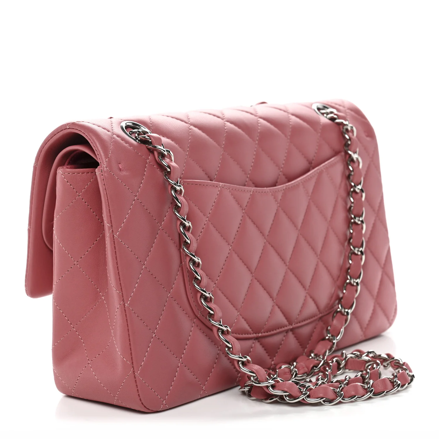 Lambskin Quilted Medium Double Flap Pink - Image 3