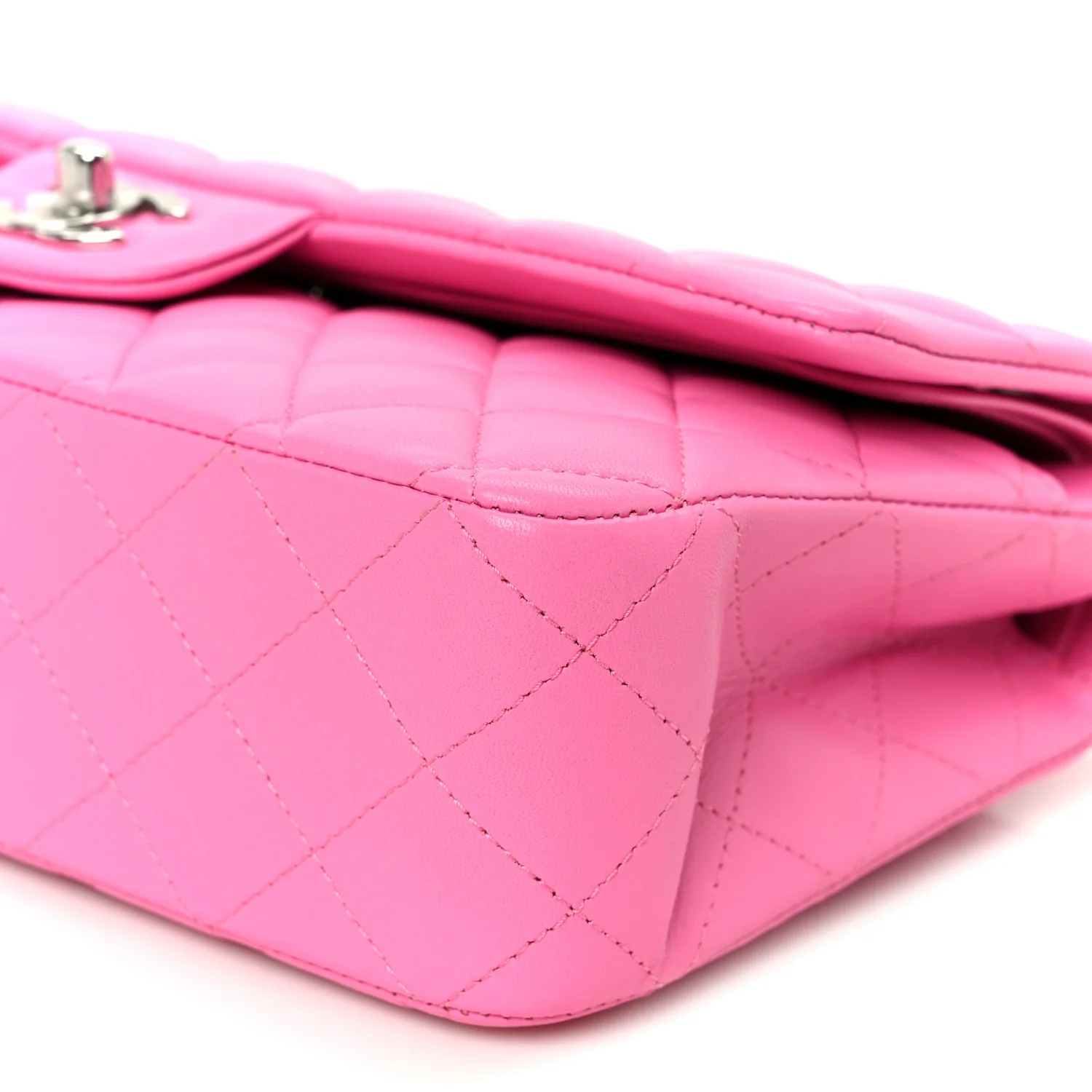 Lambskin Quilted Medium Double Flap Pink - Image 11