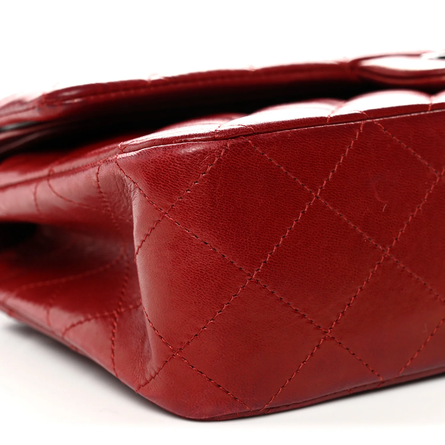 Lambskin Quilted Medium Double Flap Red - Image 10