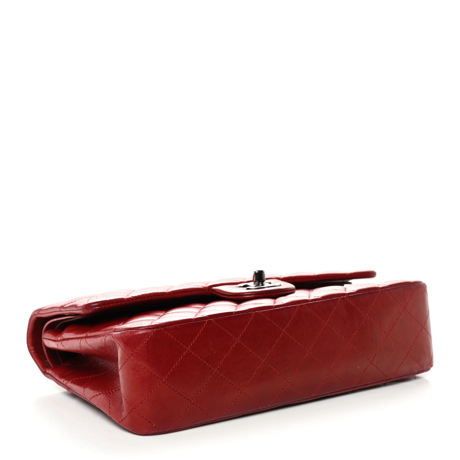 Lambskin Quilted Medium Double Flap Red - Image 4