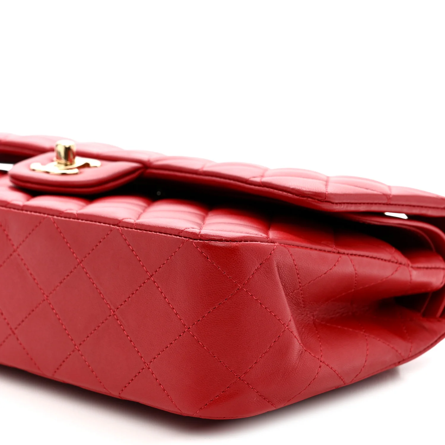 Lambskin Quilted Medium Double Flap Red - Image 10